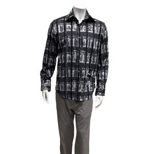 Robert Graham Mens Limited Edition Toffer Man Graphic Print Button Shirt